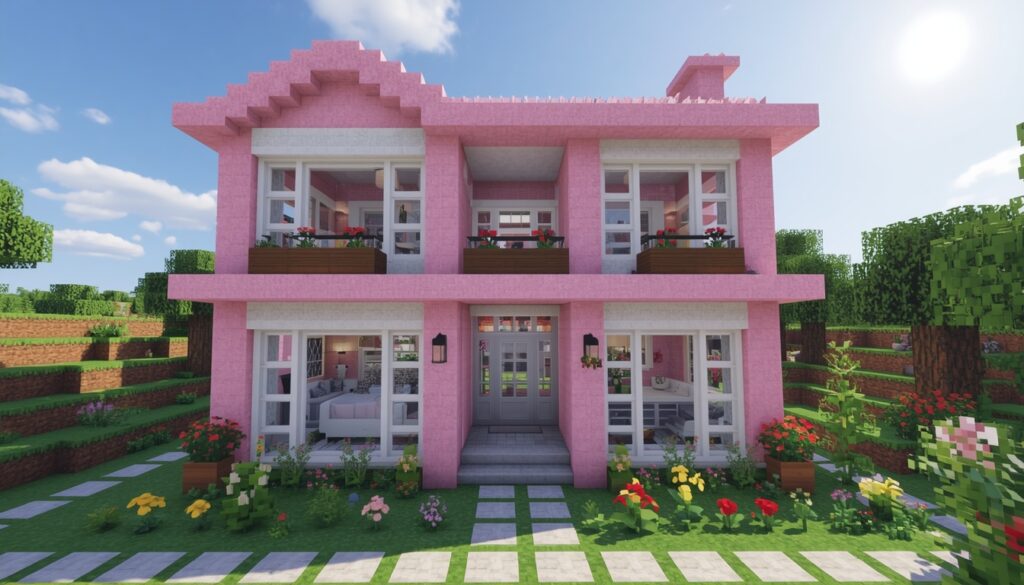 Cute pink Minecraft house
