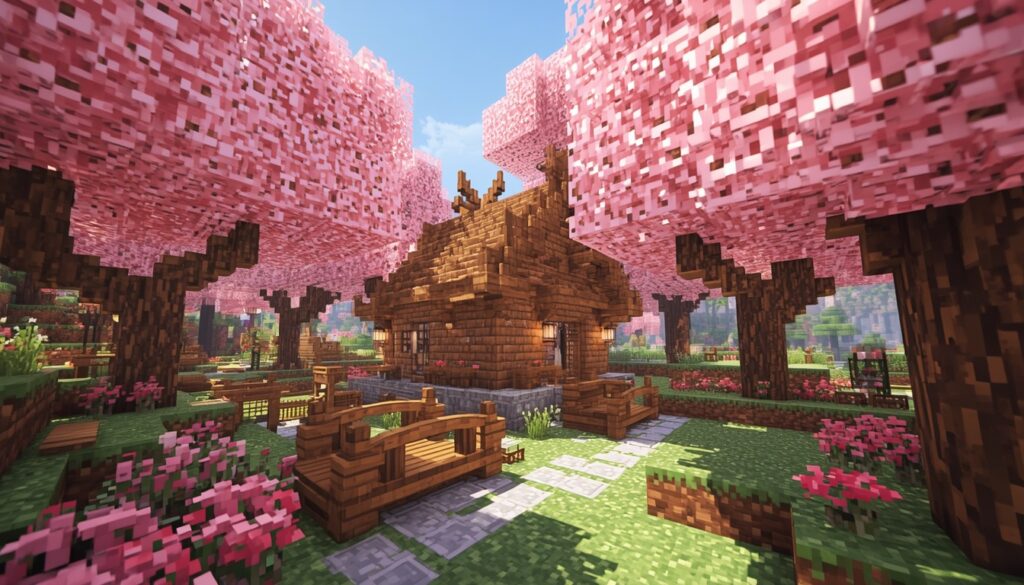 Minecraft cherry blossom cottage