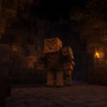 Armored wolf in Minecraft cave