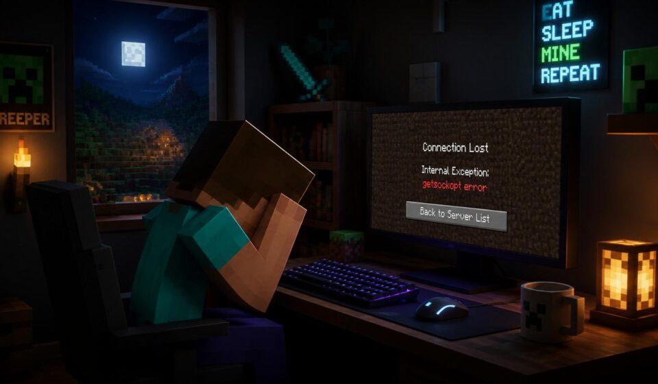 Minecraft getsockopt error screen