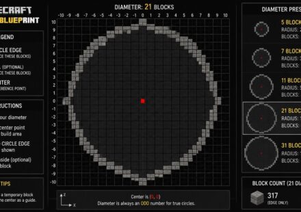 Minecraft circle blueprint grid