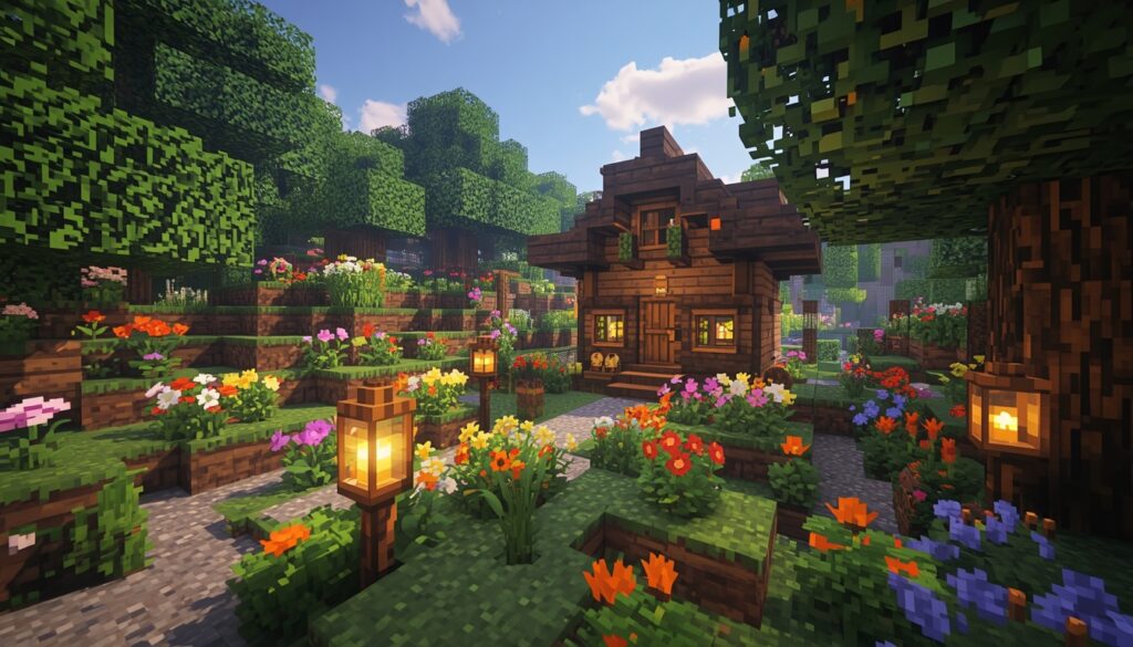 minecraft flower cottage house