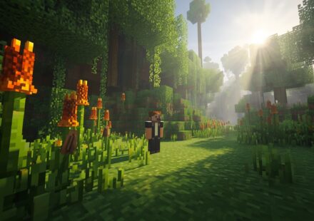 Minecraft Sniffer in lush garden base