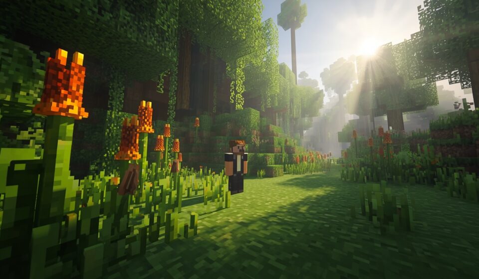Minecraft Sniffer in lush garden base