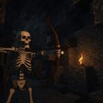 Minecraft skeleton cave fight scene