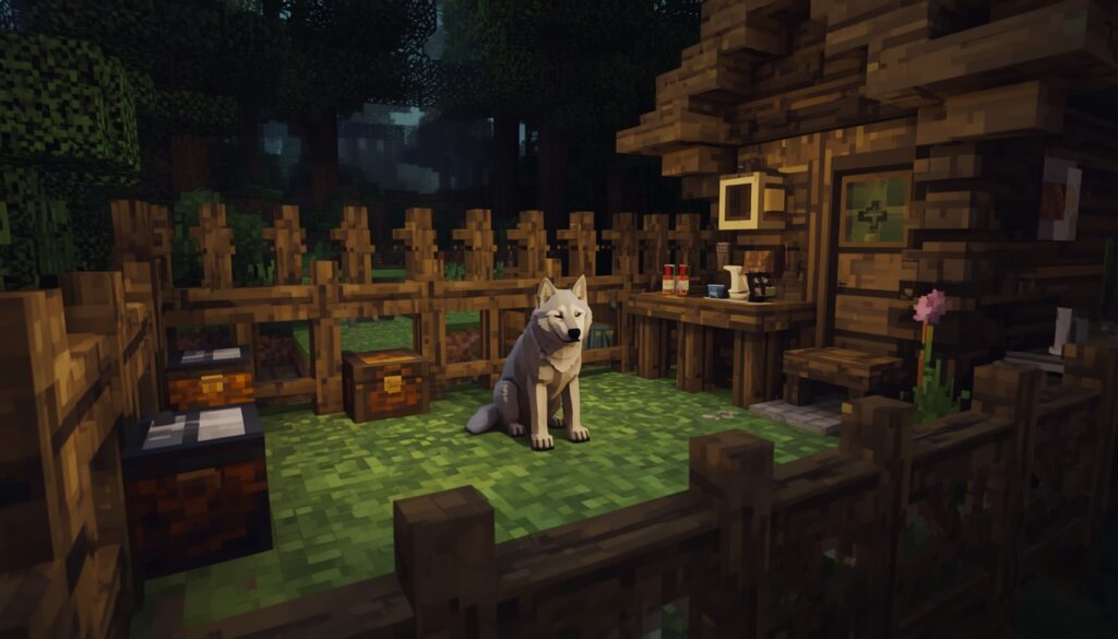 Minecraft dog at base