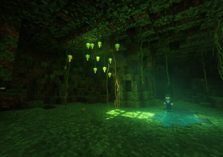 Lush cave scene
