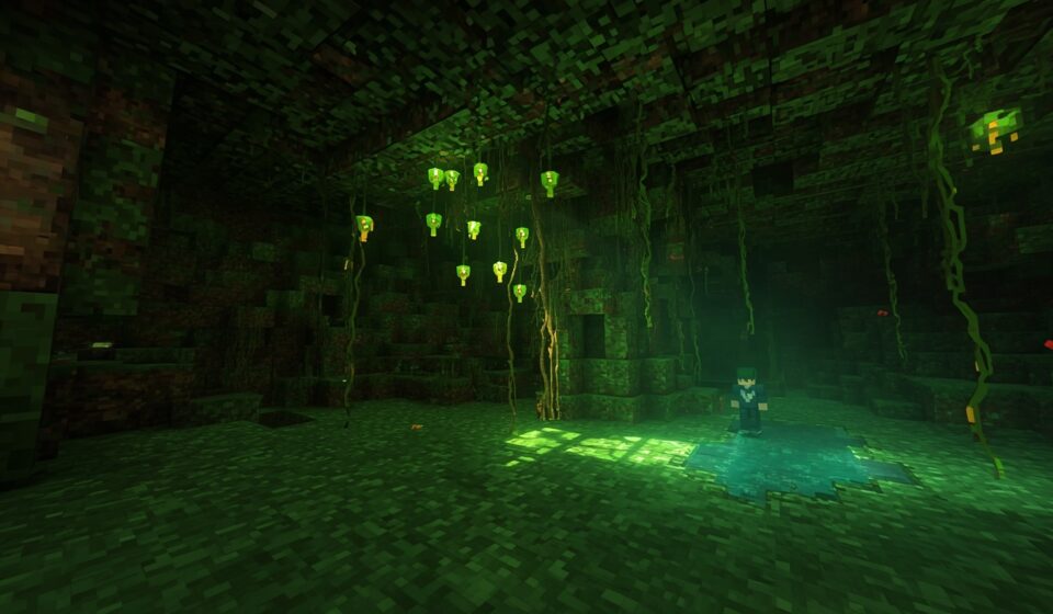Lush cave scene
