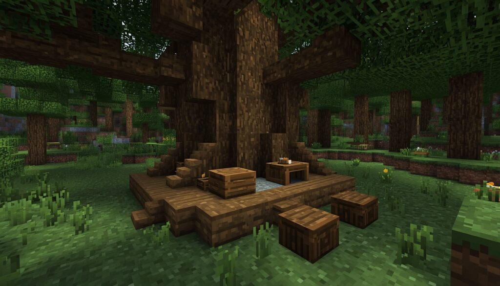 Minecraft tree house platform build