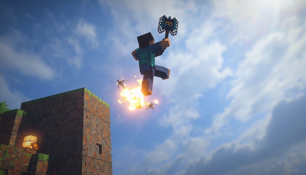 Minecraft mace mid air jump attack