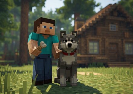 Tamed wolf beside player