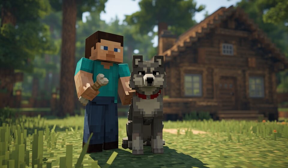Tamed wolf beside player