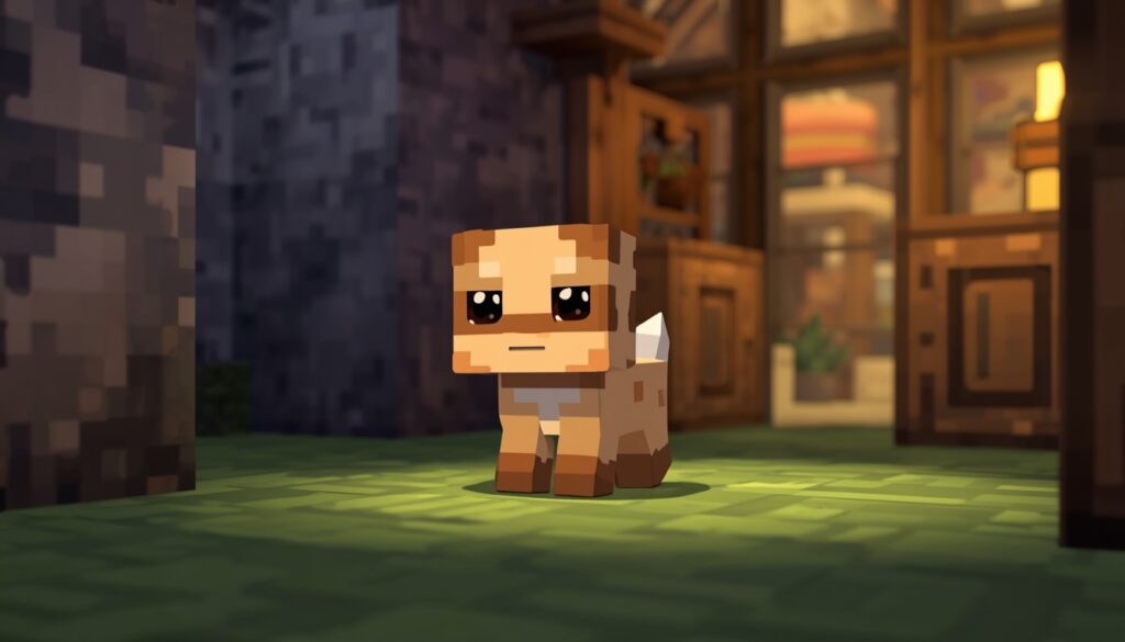 Baby Sniffer walking in Minecraft base
