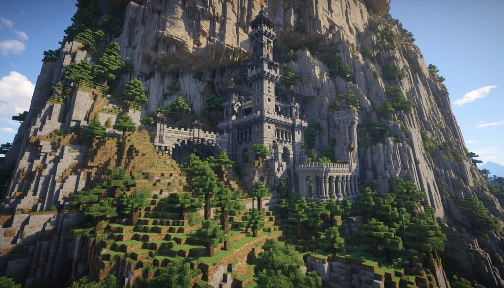 Minecraft mountain castle
