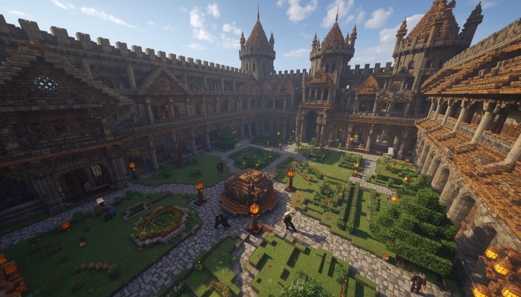 Minecraft castle courtyard