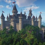 Minecraft castle on hill