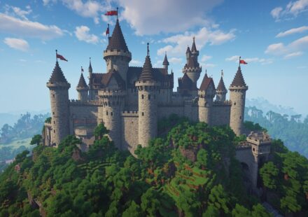 Minecraft castle on hill