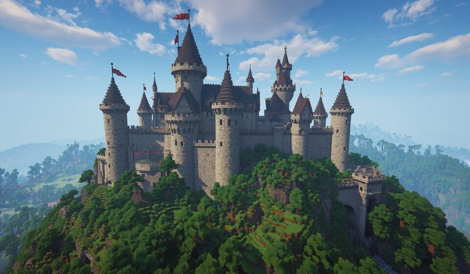 Minecraft castle on hill